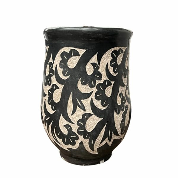 Jarre pot marocaine artisanale noire et écrue décoration interieure et exterieure boutique Plume magasin de déco Rouen Le Petit-Quevilly Normandie