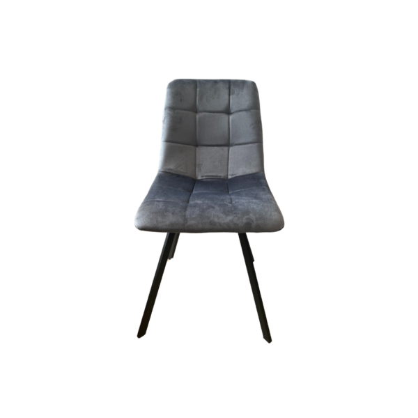 Chaise matelassée grise avec pieds noirs meuble décoration boutique Plume magasin de déco Rouen le petit quevilly normandie