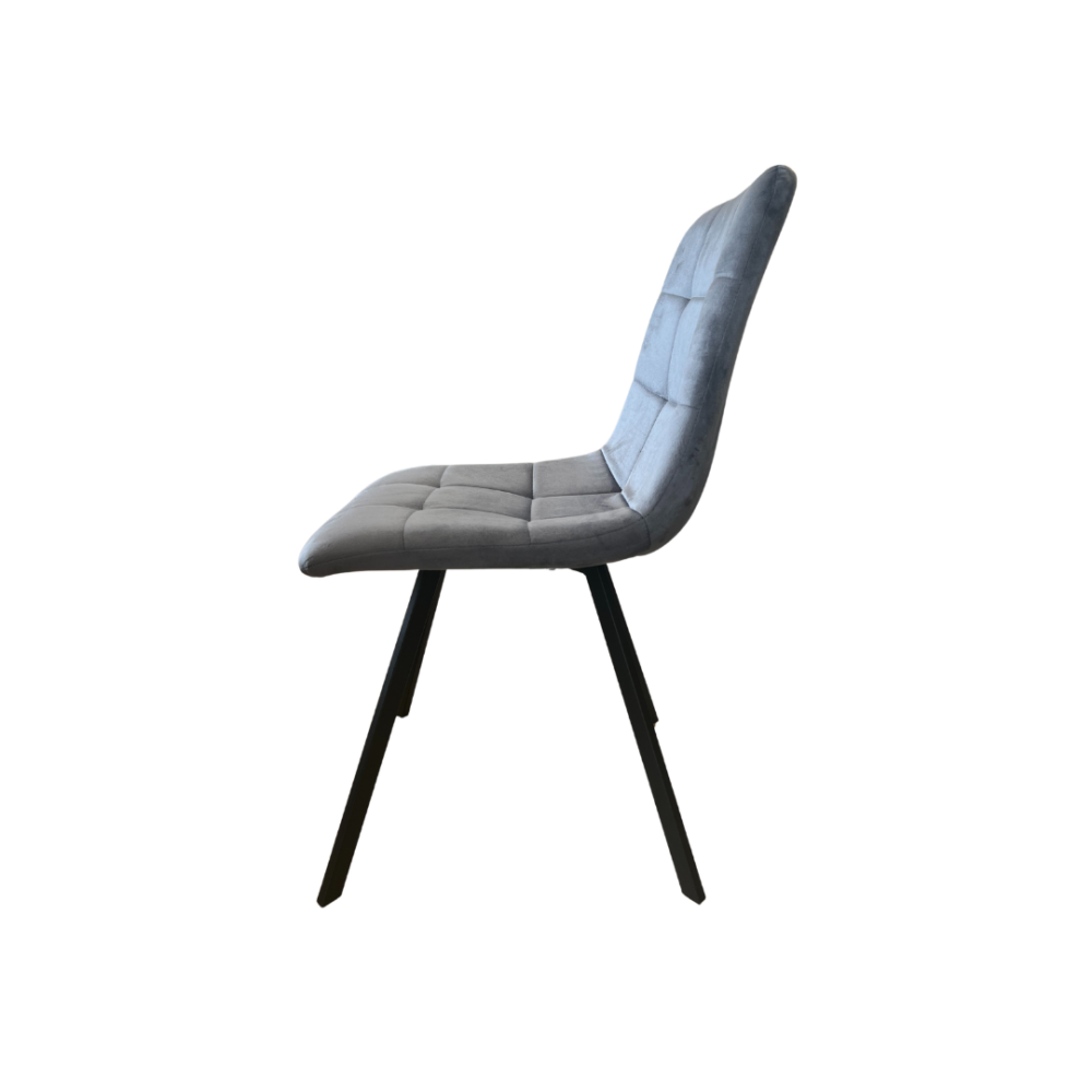 Chaise matelassée grise avec pieds noirs meuble décoration boutique Plume magasin de déco Rouen le petit quevilly normandie