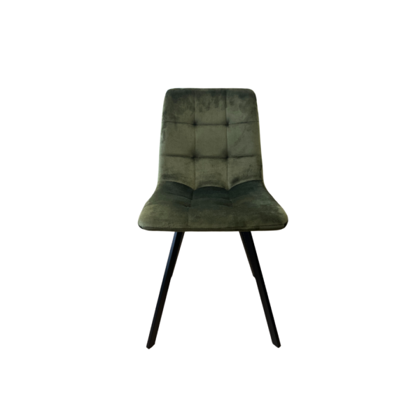 Chaise matelassée kaki avec pieds noirs meuble décoration boutique Plume magasin de déco Rouen le petit quevilly normandie