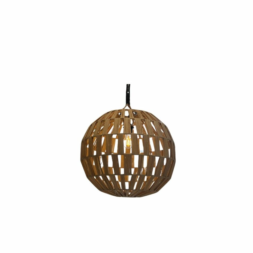 Supension boule en raphia artisanale luminaire décoration boutique plume magasin de déco Rouen le petit quevilly normandie