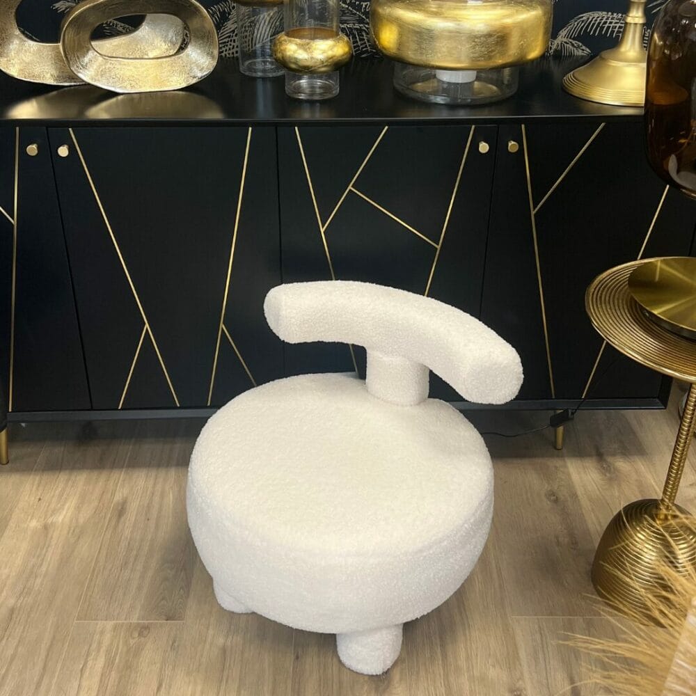 Pouf bouclette avec dossier meuble décoration de la boutique plume magasin de déco Rouen le Petit Quevilly Normandie