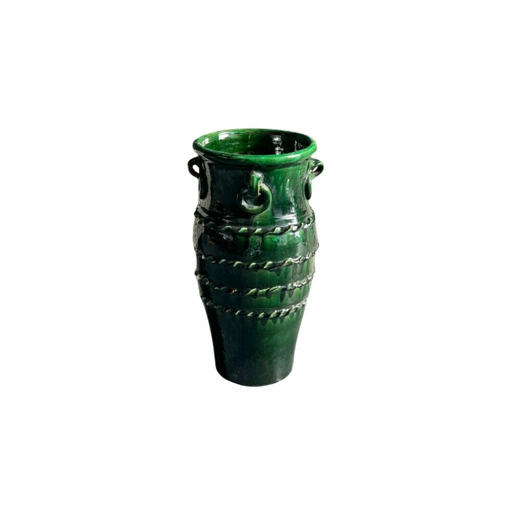 Jarre artisanale en tamegroute (céramique) de couleur verte 70cm hauteur décoration de la boutique plume magasin de déco rouen le petit quevilly normandie