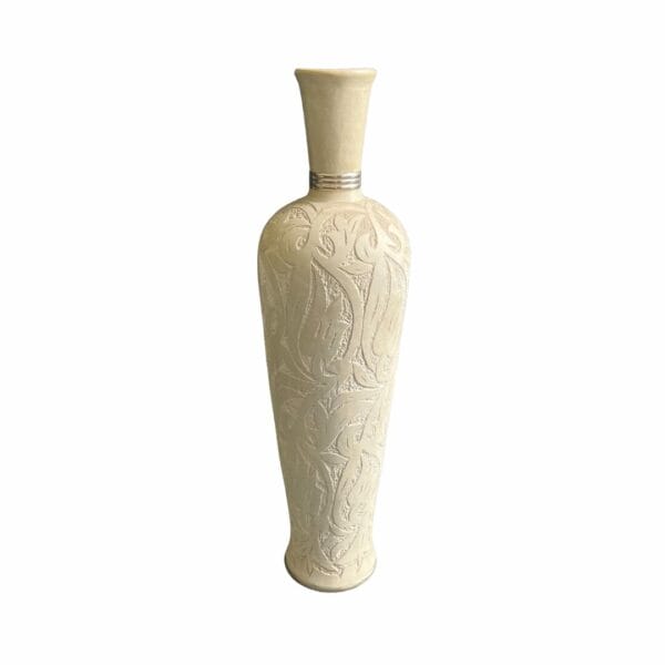 Jarre bouteille florale écrue , une pièce artisanale et en céramique, décoration de la boutique Plume magasin de déco rouen le petit quevilly normandie