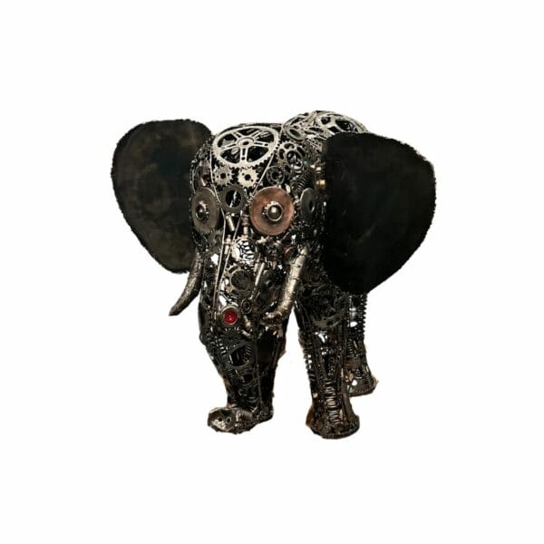 sculpture d'éléphant en métal recyclé artisanale une dcéoration de la boutique plume magasin de déco rouen docks76 normandie