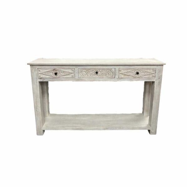 console en bois blanche à 3 tiroirs meuble décoration de la boutique plume magasin de deco à rouen aux docks76 normandie