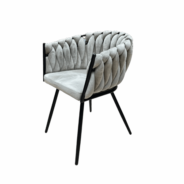 Chaise tressée arrondi -Couleur taupe meuble décoration boutique Plume magasin de déco aux docks76 à Rouen normandie