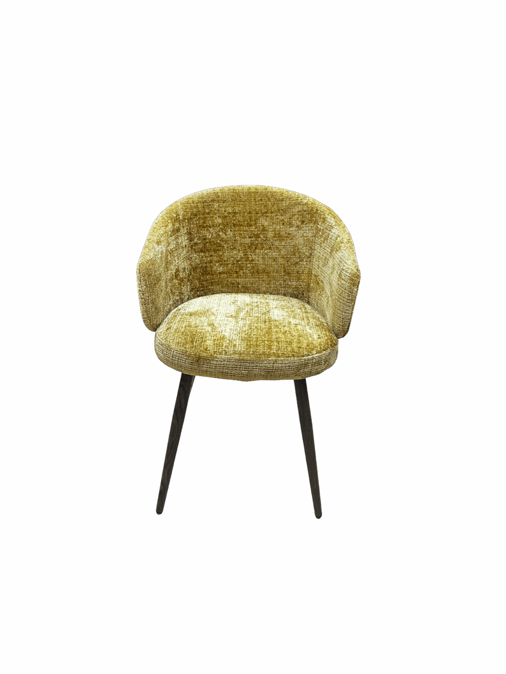 Chaise dossier rond en tissu - Couleur beige doré meuble décoration boutique Plume magasin de déco aux docks76 à Rouen normandie