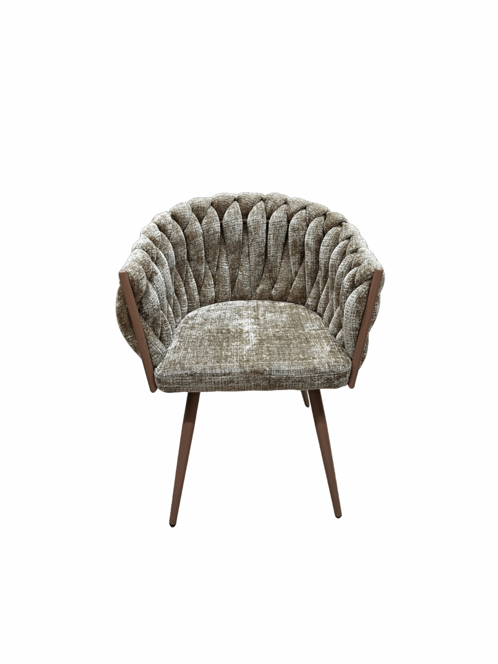 Chaise tressée arrondi -Couleur caramel meuble décoration boutique Plume magasin de déco aux docks76 à Rouen normandie