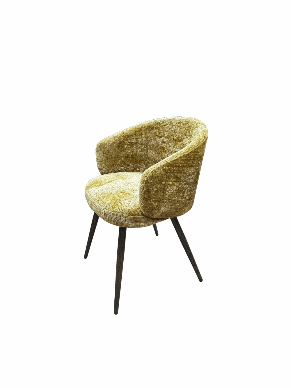 Chaise dossier rond en tissu - Couleur beige doré meuble décoration boutique Plume magasin de déco aux docks76 à Rouen normandie