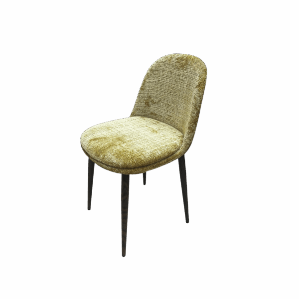 Chaise en velours - Couleur beige doré meuble décoration boutique Plume magasin de déco aux docks76 à Rouen normandie