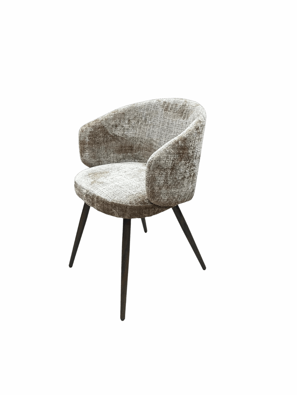 Chaise dossier rond en tissu - Couleur marron meuble décoration boutique Plume magasin de déco aux docks76 à Rouen normandie