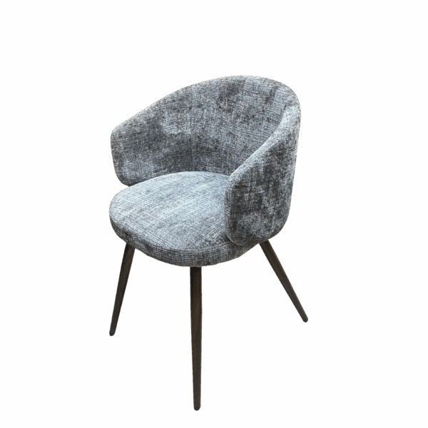 Chaise dossier rond en tissu - Couleur grise meuble décoration boutique Plume magasin de déco aux docks76 à Rouen normandie