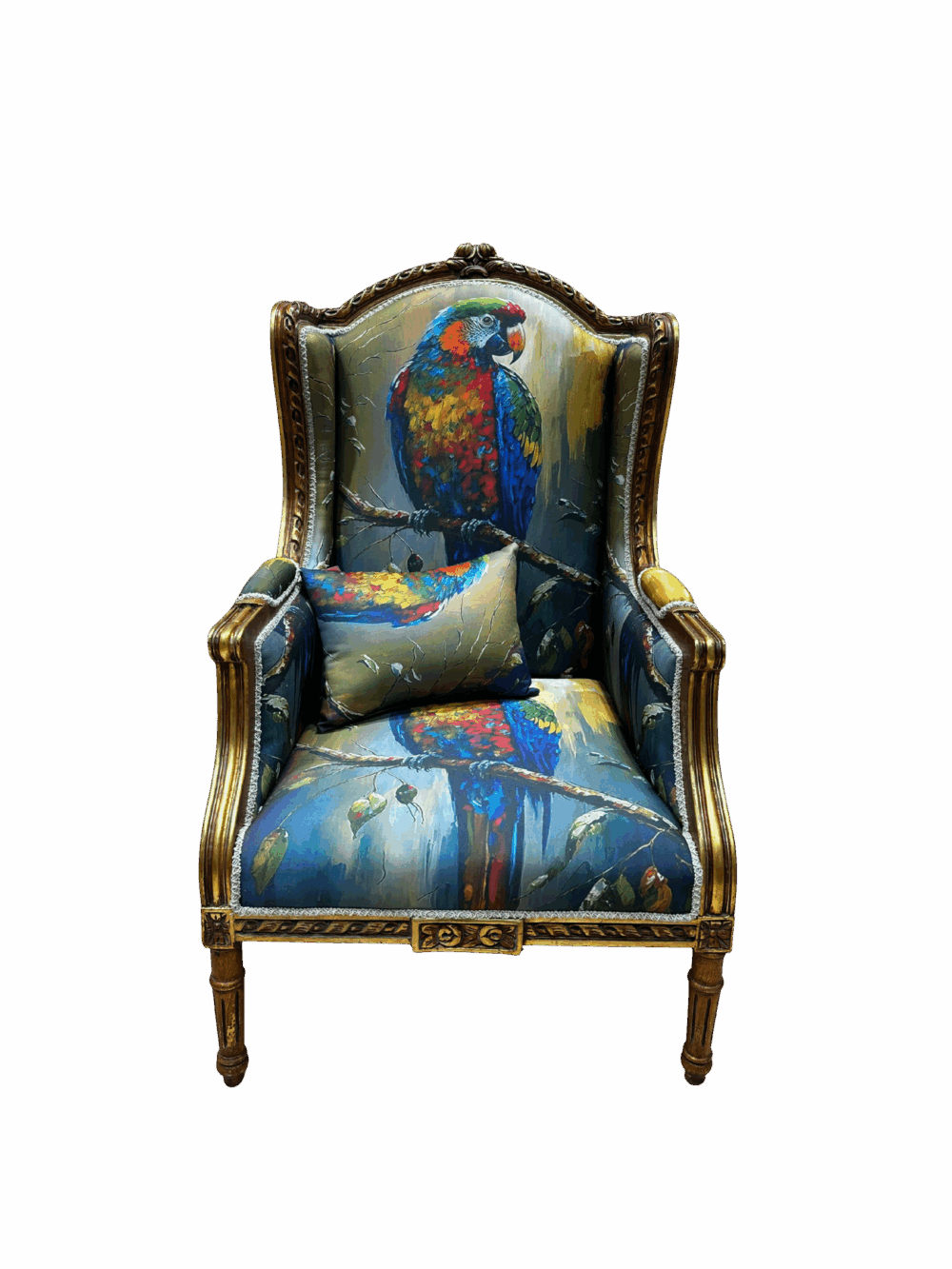 Fauteuil perroquets boutique Plume magasin de décoration aux Docks76 à Rouen.